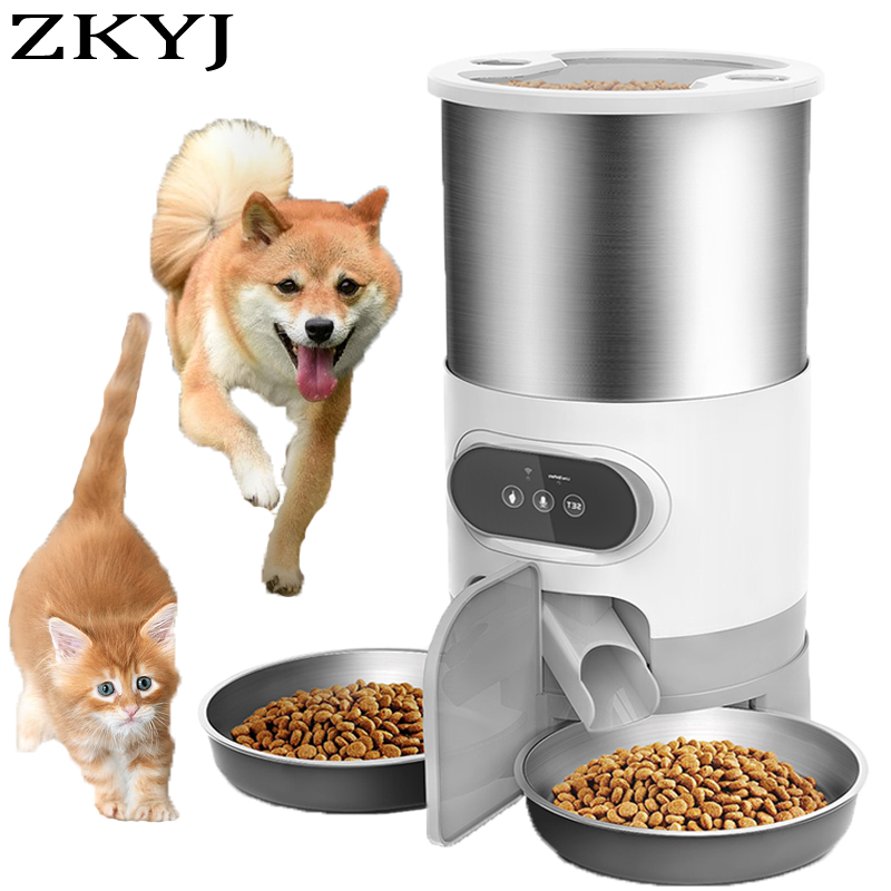 Alimentatore automatico per animali domestici WIFI da 4,5 litri Dispenser intelligente di cibo per cani e gatti Alimentatore automatico per animali domestici Ciotola in acciaio inossidabile Alimentatore automatico per alimenti secchi